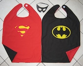 Reversible Superman Batman Superhero Cape Boys Costume Hero Mask RED