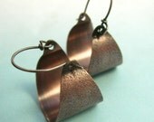 Copper Hoop Earrings - Rustic Sand Textured Mixed Metal Earrings - Sterling Silver Ear Wires Metalwork Jewelry