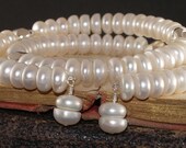 Freshwater Peal and Sterling Silver Heart Memory Wire Bracelet