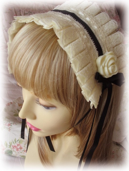 Lolita French Maid Headband Headdress REDUCED by unapam on Etsy