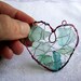 Sweet Red Heart Suncatcher Ornament with Aqua Seaglass