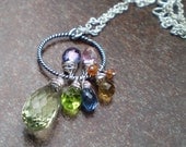 Rainbow Gemstone Charms Necklace