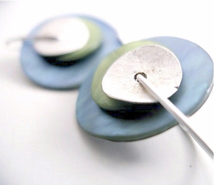 mother of pearl  sterling silver DOUBLE DANGLE EARRING blue  and green Jewelry Sale Black Friday Etsy Cyber Monday Etsy