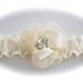 Ivory Satin Bride Garter with Handmade Wedding Flower and Rhinestone Solitaire