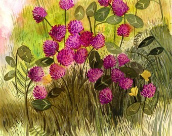 Red Clover print of Original Painting
