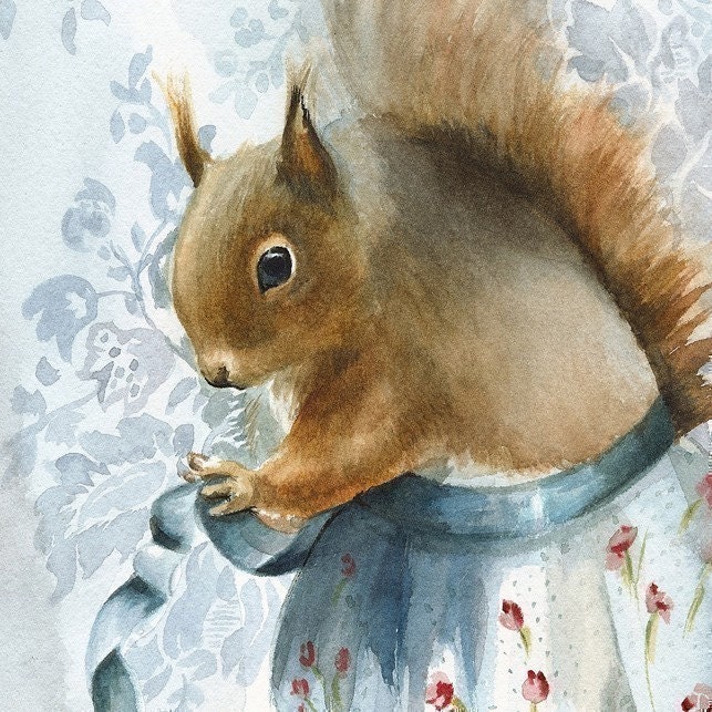A New Apron-Squirrel Art,nursery, children, decor