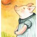 Happy Piglet in the Sun- Nursery, childrens room art