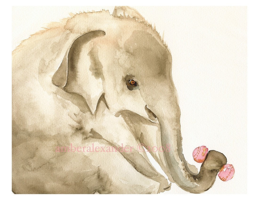 Elly- Archival print- baby elephant, nursery, children, girl, art