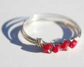 SALE Four Cherries on Ice Ruby and Silver Ring
