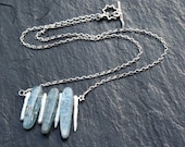 Kyanite and Freshwater Pearl Necklace on Sterling Silver