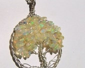 Opal Tree of Life pendant.- Ethiopian Opal - Welo Opal - Wello Opal - necklace pendant -  Sterling Silver jewelry pendant, comes with chain