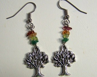 Earrings - Family Tree Earrings - Birthstone earrings - custom personalized earrings - Tree of Life earrings - gemstone birthstones
