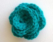 Teal/Aqua Crochet Rose Brooch
