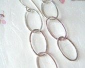 Hammered silver 3 circle dangle earrings