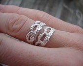 Adjustable lace ring in sterling silver