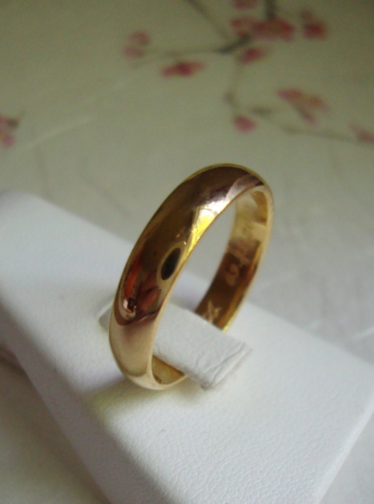 22k solid Gold classic wedding band with custom engraving inside