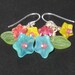 Pink Yellow and Blue Glass Flower Bouquet Earrings