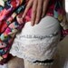 Yours Till Niagara Falls - white - hand embroidered - full slip - lingerie - medium 34