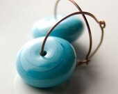 Turquoise Murano glass beads and copper hoops