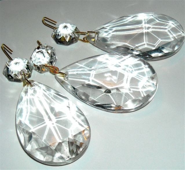 VINTAGE CHANDELIER PARTS PRISM CRYSTAL DROP SUPPLIES FOR JEWELRY 