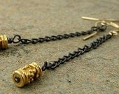 Oxidized Black Silver & Gold Earrings Sleek Long Dangle Earrings in Sterling Silver Gold Vermeil Mixed Metal Jewelry