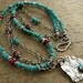 Blue Turquoise Necklace, Ruby, Sterling Silver Necklace. Multi Strand Turquoise Necklace Turquoise jewelry