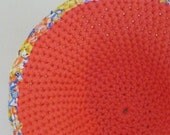 Rag Topped Bowl (vintage fabric on tangerine cotton)