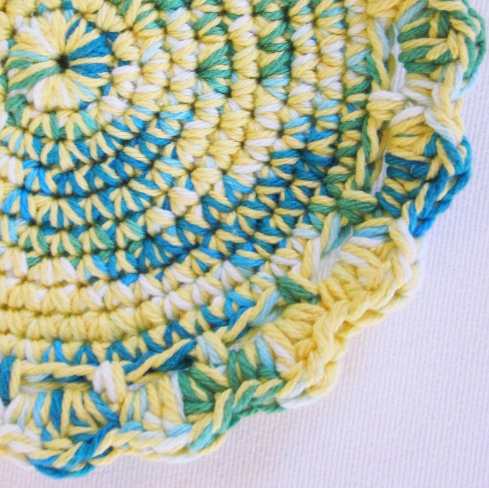 Cotton Table or Plant Coaster Trivet (Lemon Lime Fizz)