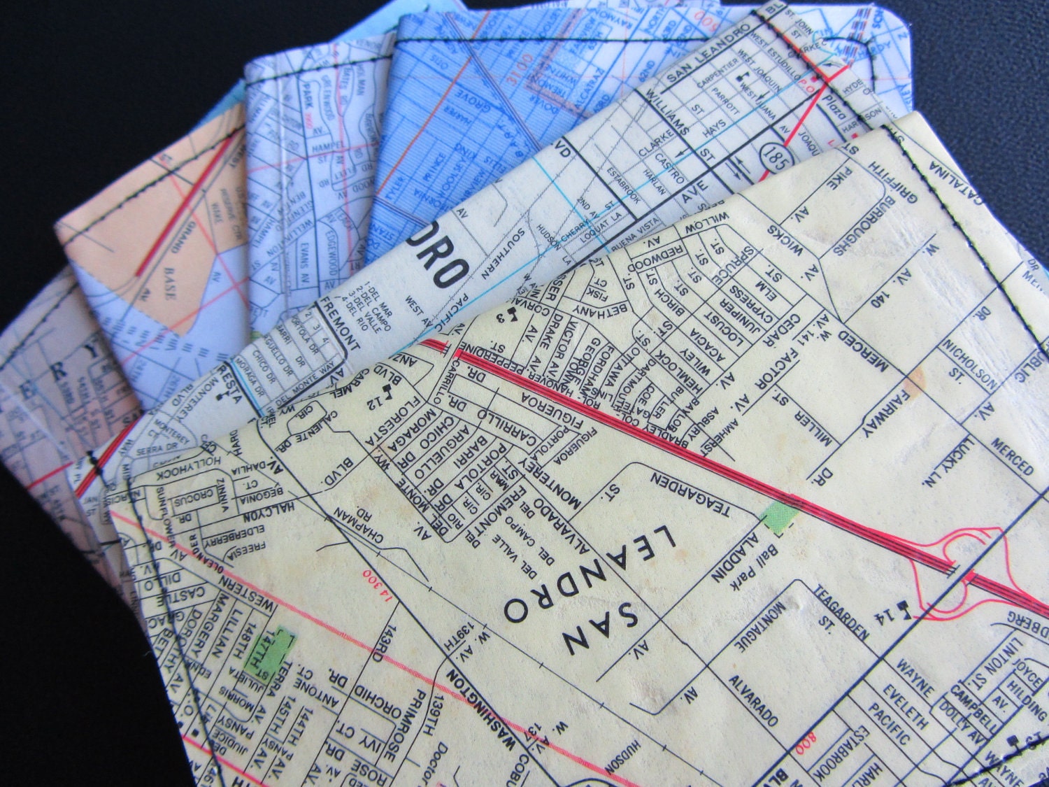 Slim Wallet- Vintage East Bay Map- Choose 1