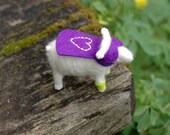 Made to Order - Super Hero Purple Valentine Lamb - Needle Felted Love to the Rescue