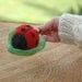 Ladybug in a Leaf Bowl - Needle Felted Natural Toy or Decor