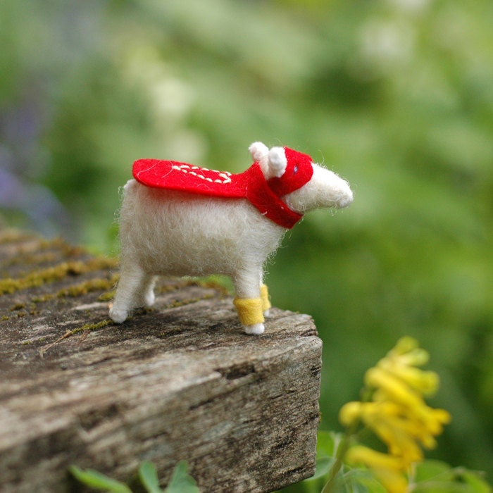 Made to Order - Super Hero Valentine Lamb - Needle Felted Love to the Rescue