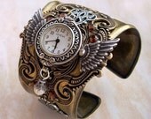 Steampunk Watch Cuff Mens Womens Brass Steampunk Jewelry