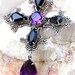 Gothic Cross Necklace Pendant Purple Black Swarovski Silver Gothic Jewelry