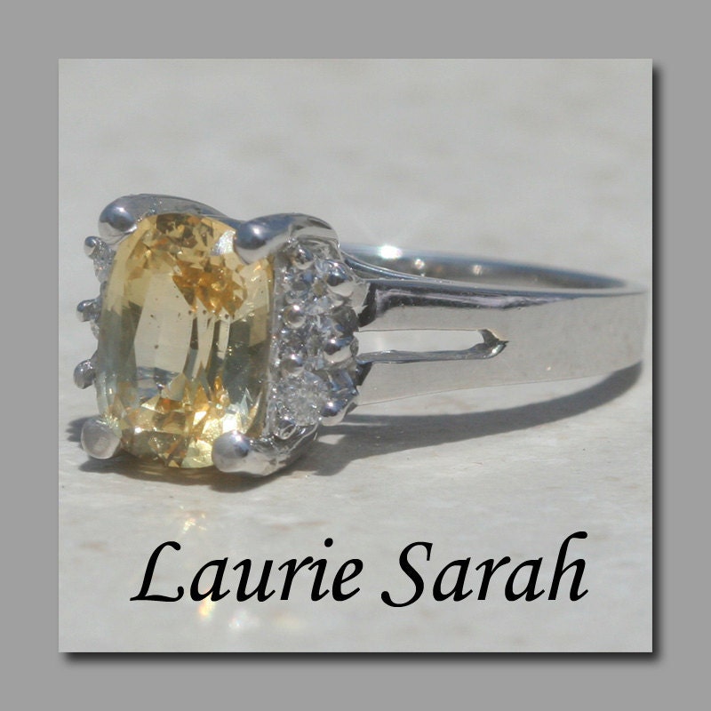 Cushion Cut Yellow Sapphire and Diamond Split Shank Ring - LS1662