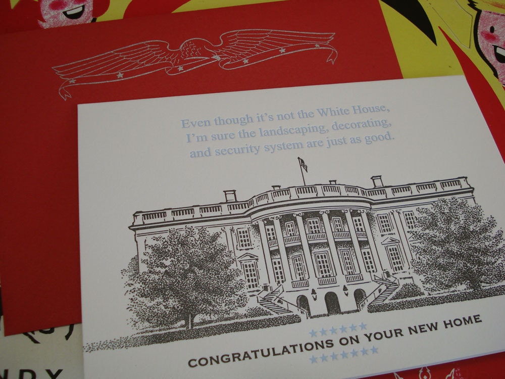 White House - letterpress new home greeting