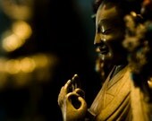 Peaceful meditation art photo, golden Buddha photograph, Zen Buddhism artwork, chakra, serene home decor. 8x10 fine art photography print