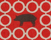 Last Piece - Piglet in Red - ECHINO Japanese Imported Fabric - 3/4 Yard