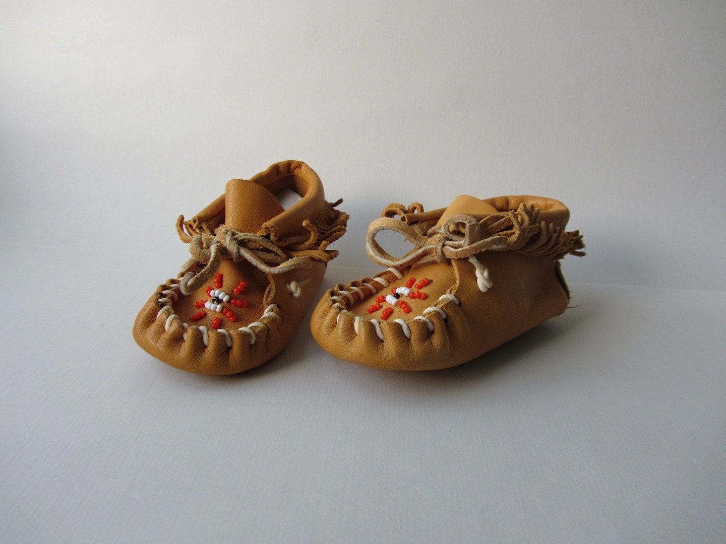 Infant Moccasin Beaded Bootie Fringe with Insoles