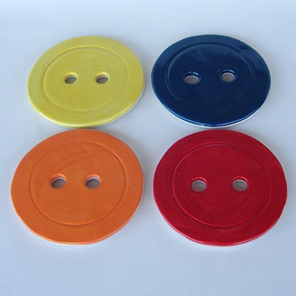 Colorful Painted Button Handmade Ceramic by madhatterceramics