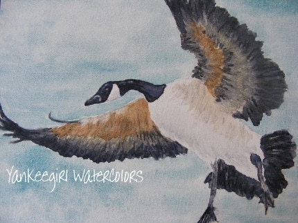 Flight-Original Watercolor of Goose