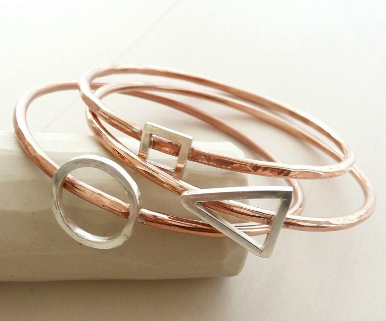 Copper and Sterling Silver Bangles Shapes