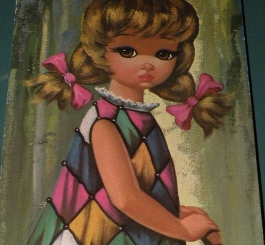 Eden+Big+Eye+Art Set of 2- EDEN Mod Pod Big Eye Art - 1960s HUGE Boy and Girl On ...