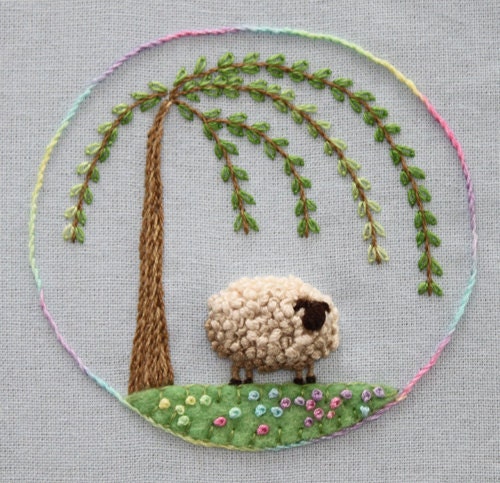 Stumpwork Sheep Embroidery Pattern