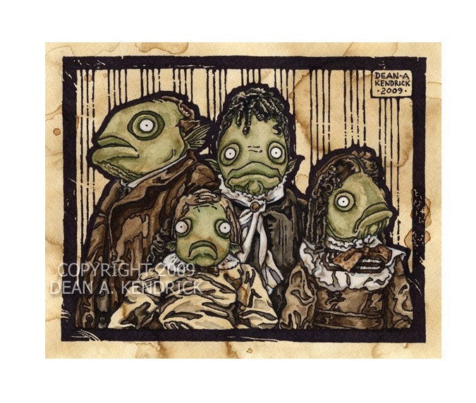 19th Century Fish People Portraits No.41 - Original Art