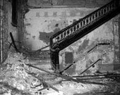 Abandoned Victorian Urban Decay - Elegance - 8x10  Fine Art Photography, black & white crumbling staircase gothic Home Office Decor