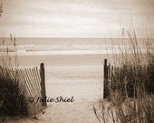 Eternity - 8x12 Beach lovers gift, Dune Grass, Ocean, Sand, Sepia, deserted Path to sea waves Art Photography, Peaceful Home Decor