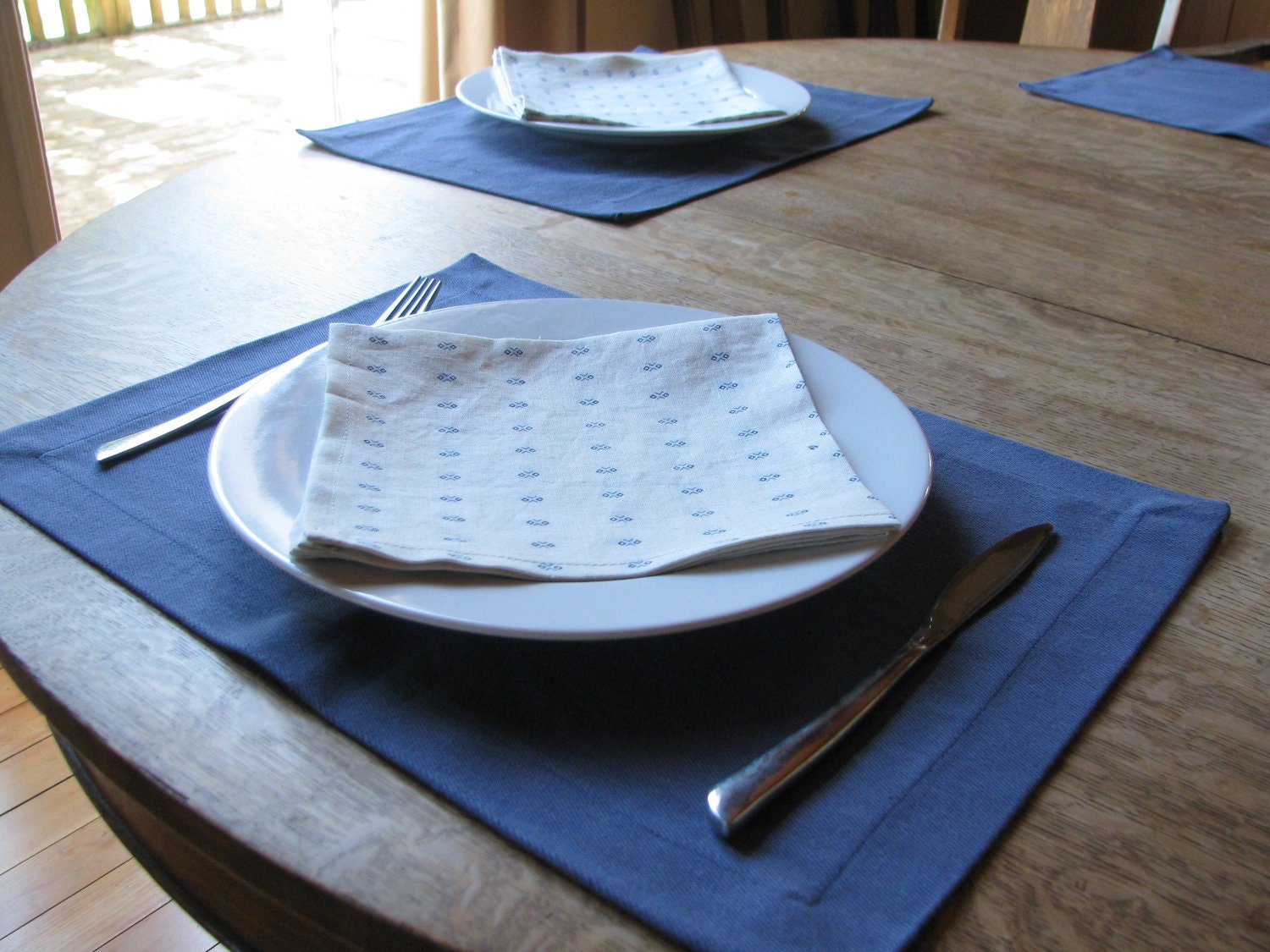 Organic Placemat, Table Linens, Hemp, Indigo - 4 Contemporary Placemats.