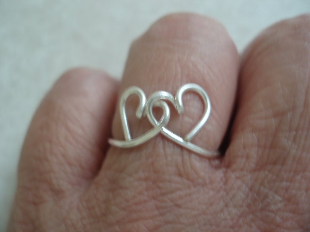 Heart to Heart Sterling Silver Filled Wire Ring