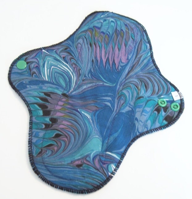 Reusable Panty liner Mama Cloth Pad .. Navy Swirls .. 10 inch